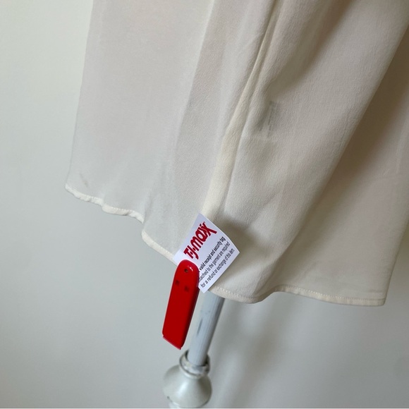 Zadig & Voltaire Tili Deluxe Off White Washed Silk Hidden Snap Button Up NWOT L - Picture 8 of 11